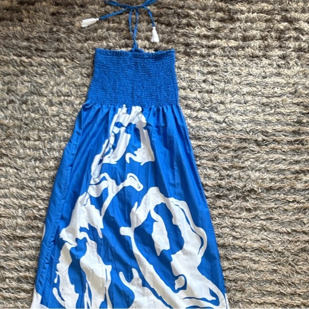 Gypsie Blu Brand Blue and White Floral Pattern Maxi Dress Size M - Picture 2 of 5